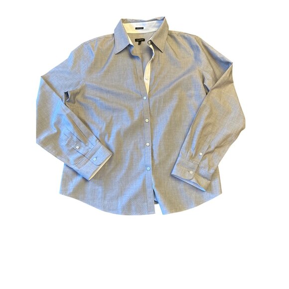 Wrinkle Resistant Talbots Button-Up Shirt Size 16 Gray 100% Cotton Long Sleeve - Picture 1 of 4